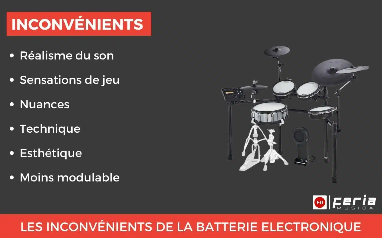 Batterie électronique ou acoustique: que choisir ? 4 Les inconvénients de la batterie electronique