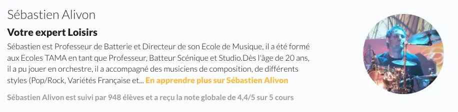 Sébastien Alivon cours de batterie en ligne Skilleos