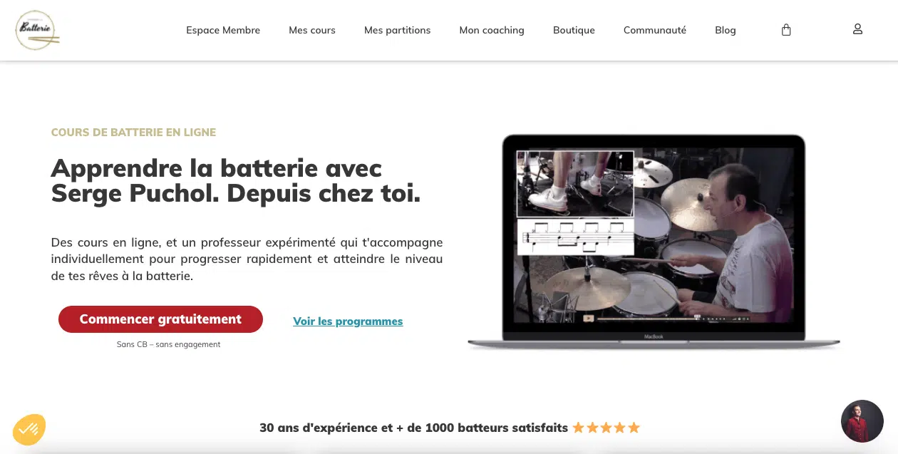 Les 5 Meilleurs cours de batterie en ligne 1 cours de batterie apprendre-la-batterie.com serge pujol
