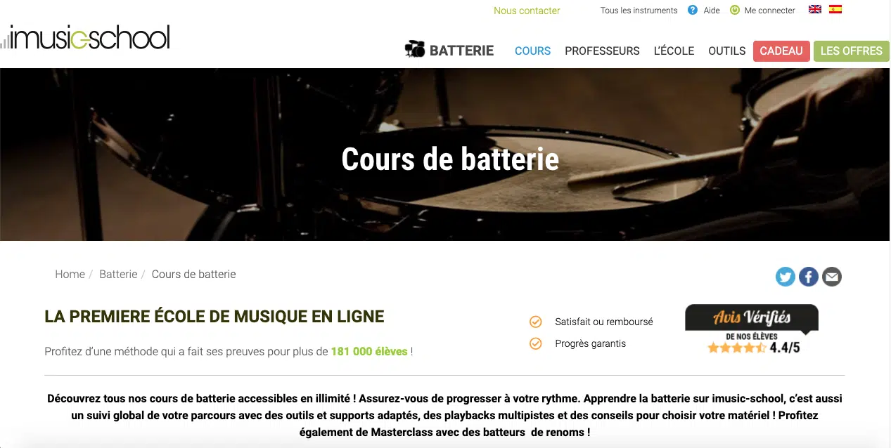 Les 5 Meilleurs cours de batterie en ligne 6 imusic school cours de batterie en ligne