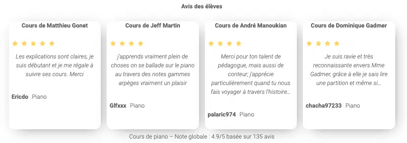 avis des élèves piano imusic school