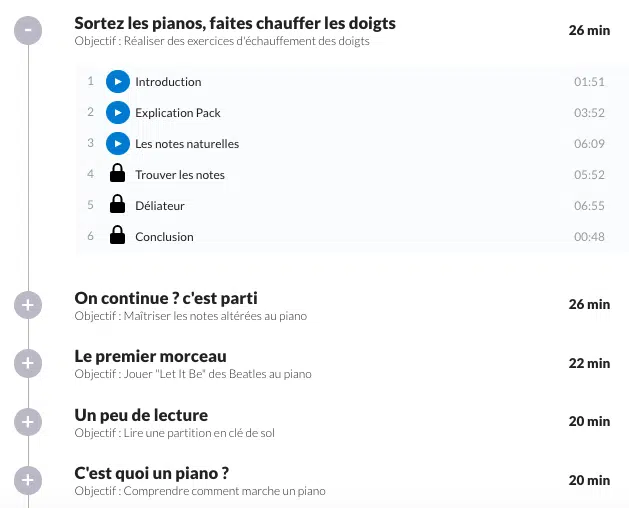 Les 7 Meilleurs Cours de Piano en Ligne 5 contenu cours piano en ligne skilleos