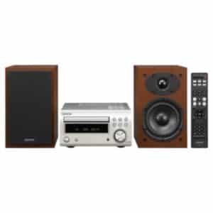Denon D-M41 DAB argent avec enceintes finition bois
