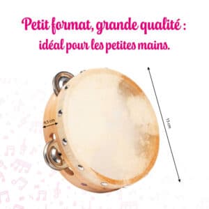 Fuzeau Tambourin Peau Naturelle - 15 CM + Cymbalettes