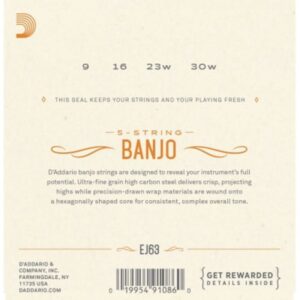 D'addario And Co EJ63 Ténor Banjo Strings Nickel 9-30