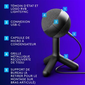 Micro Gamer LOGITECH Yeti Orb Noir