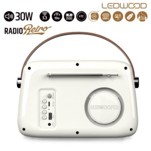 Radio FM LEDWOOD ALMA Blanc Rétro FM Bluetooth USB
