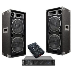 Pack sono IBIZA 2 Enceintes 2X250W+Table mix+Ampli+Mic