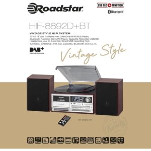 Chaîne HiFi ROADSTAR HIF-8892D+BT Platine Vinyle Vintage