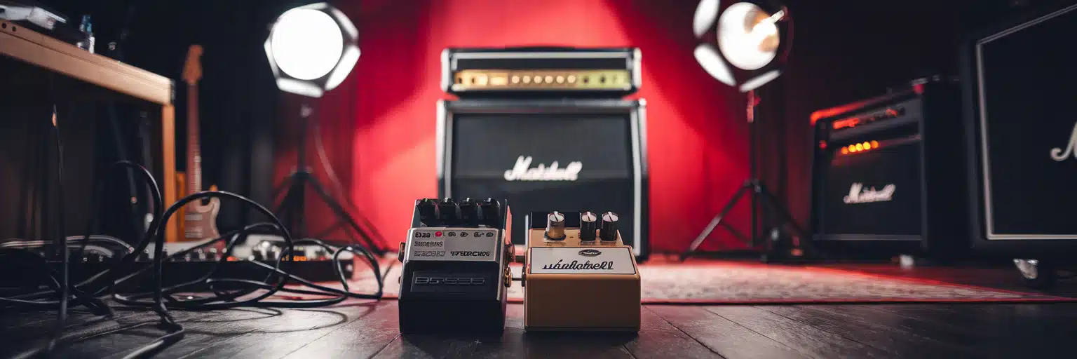 Pédales de boost et overdrive devant un Marshall : les meilleures associations 2 Illustration musicale – Le Boss SD-1 : le Tube Screamer économique
