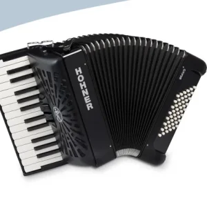 Acordeón de piano acústico Hohner Bravo II 48 Black SilentKey negro