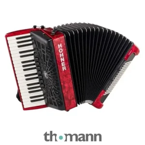 Acordeón de piano acústico rojo Hohner Bravo III 96 SilentKey