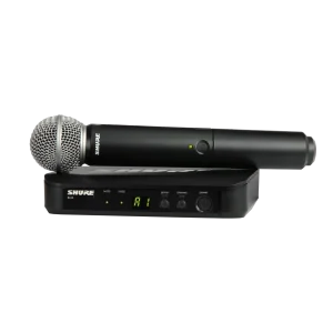 Sistema inalámbrico Shure BLX24 con micrófono de mano SM58 y receptor BLX4