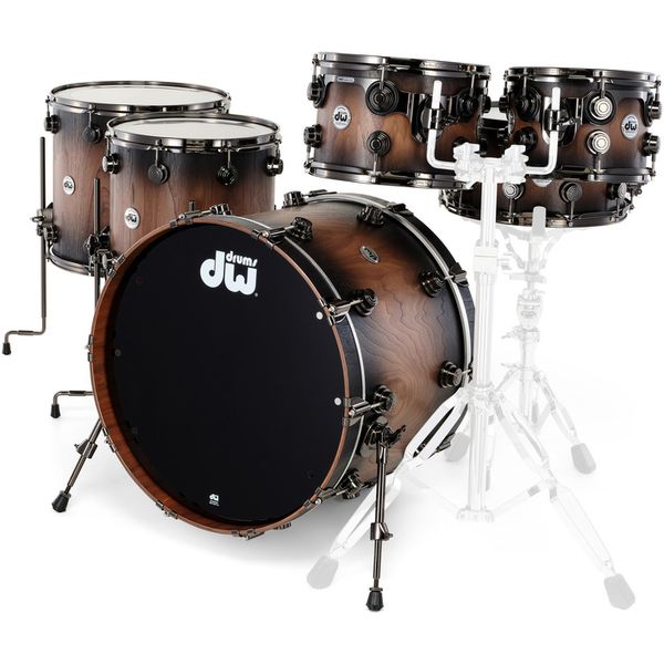 DW Walnut Satin Ebony Burst 6pcs, batería acústica profesional