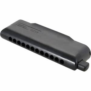 Armónica cromática Hohner CX-12 en Do mayor, cuerpo negro de plástico con cubiertas ergonómicas