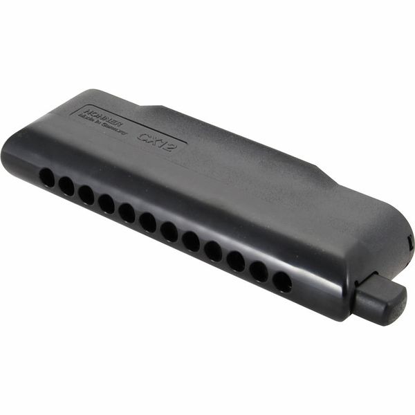 Home 64 Armónica cromática Hohner CX-12 en Do mayor, cuerpo negro de plástico con cubiertas ergonómicas