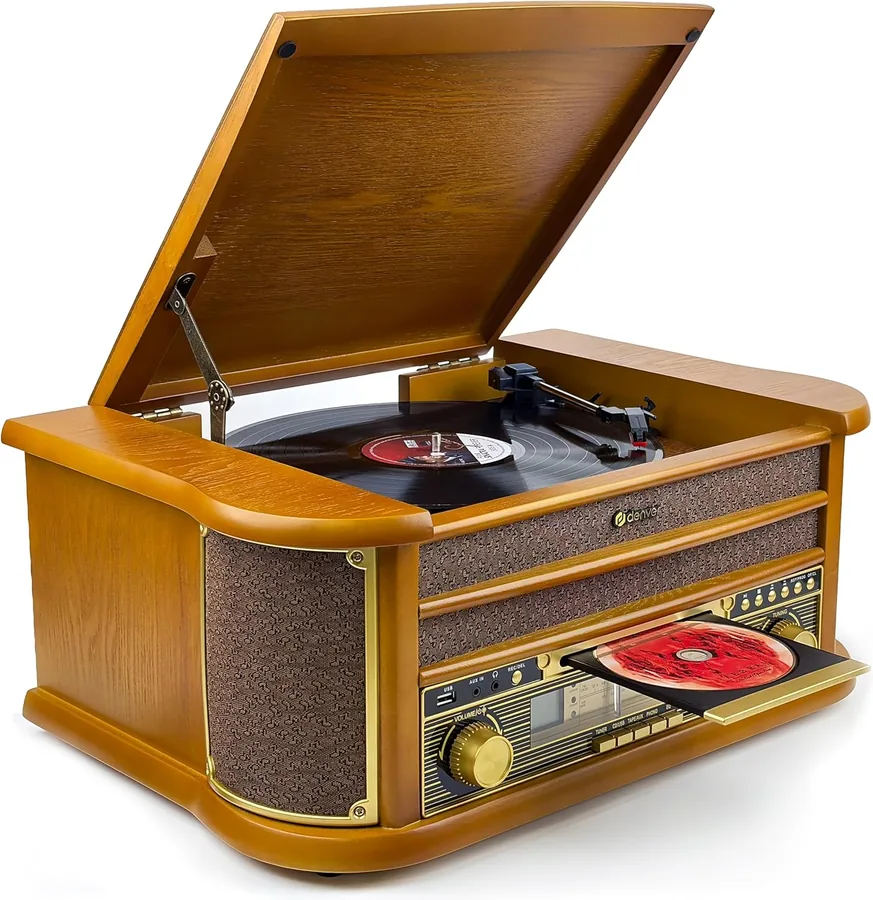 Home 70 Giradischi vintage Denver MCR-50 con radio AM/FM e cassetta