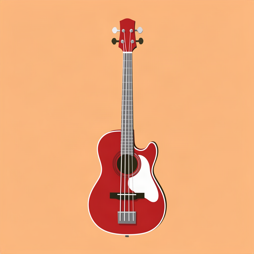 Ilustración vectorial de un bajo acústico para zurdos