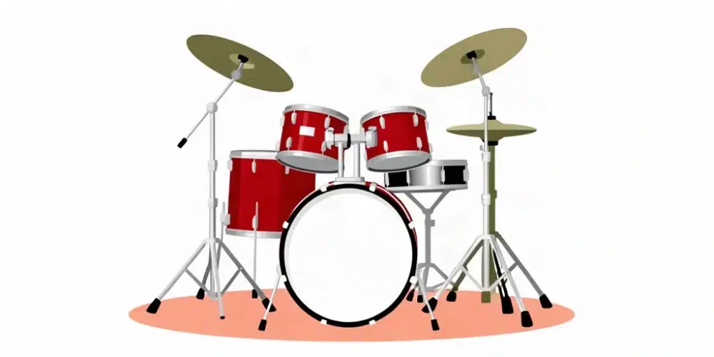 Ilustración minimalista de una batería acústica completa