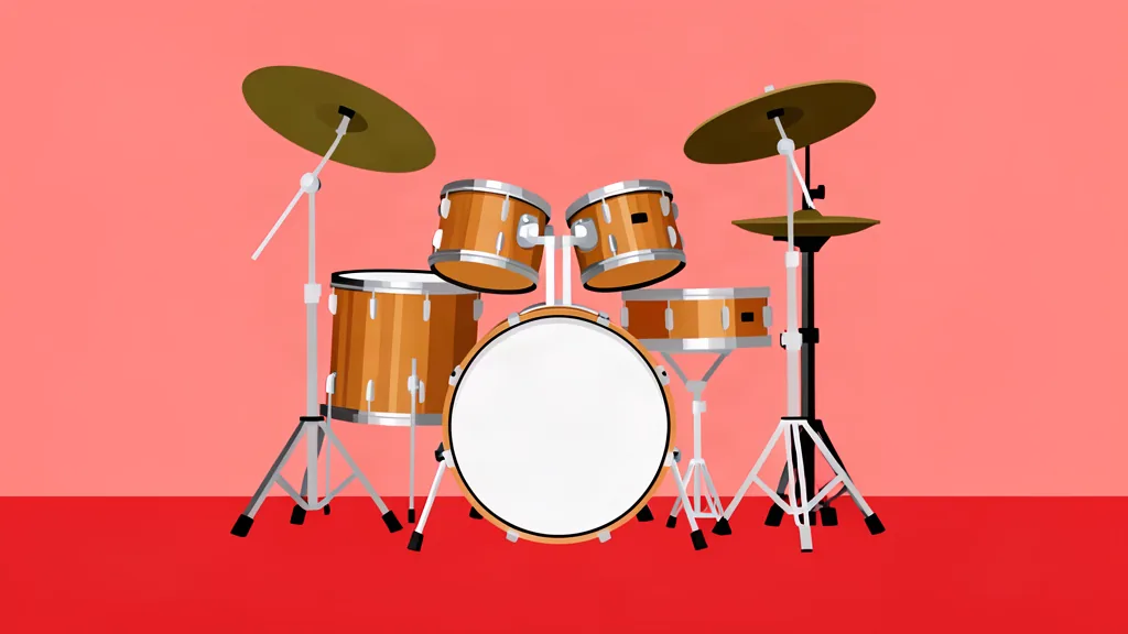 Ilustración minimalista de una batería acústica DW sin marcas ni texto