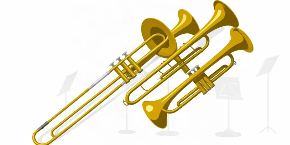 Ilustración minimalista de trombones tenor para una comparativa