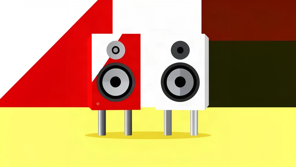 Home 5 Illustrazione di una coppia di casse da scaffale hi-fi in stile cyber minimalism
