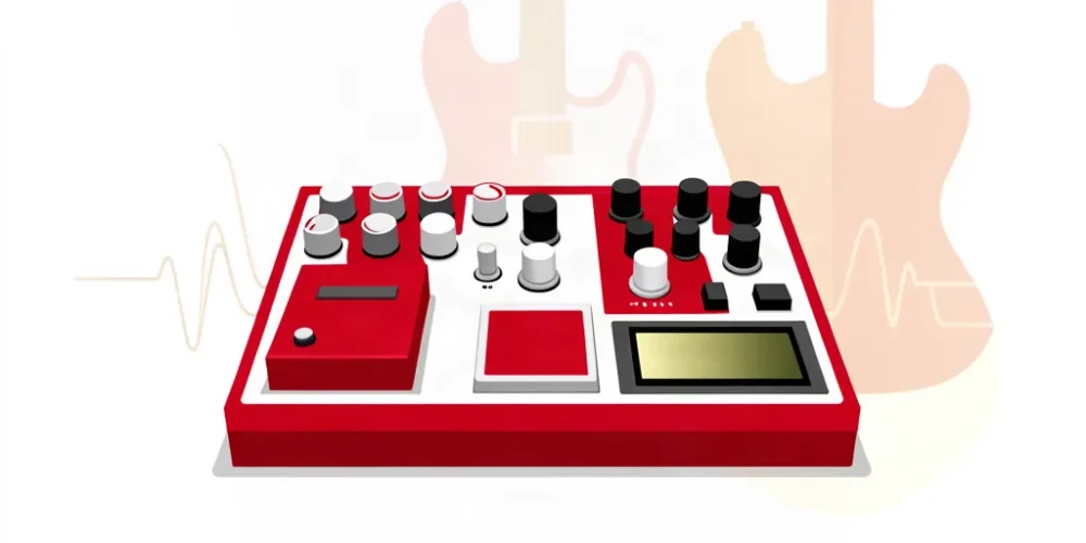 Ilustración de una pedalera multiefectos para guitarra