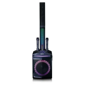 Lenco PA-220BK colonna karaoke con due microfoni (nera)