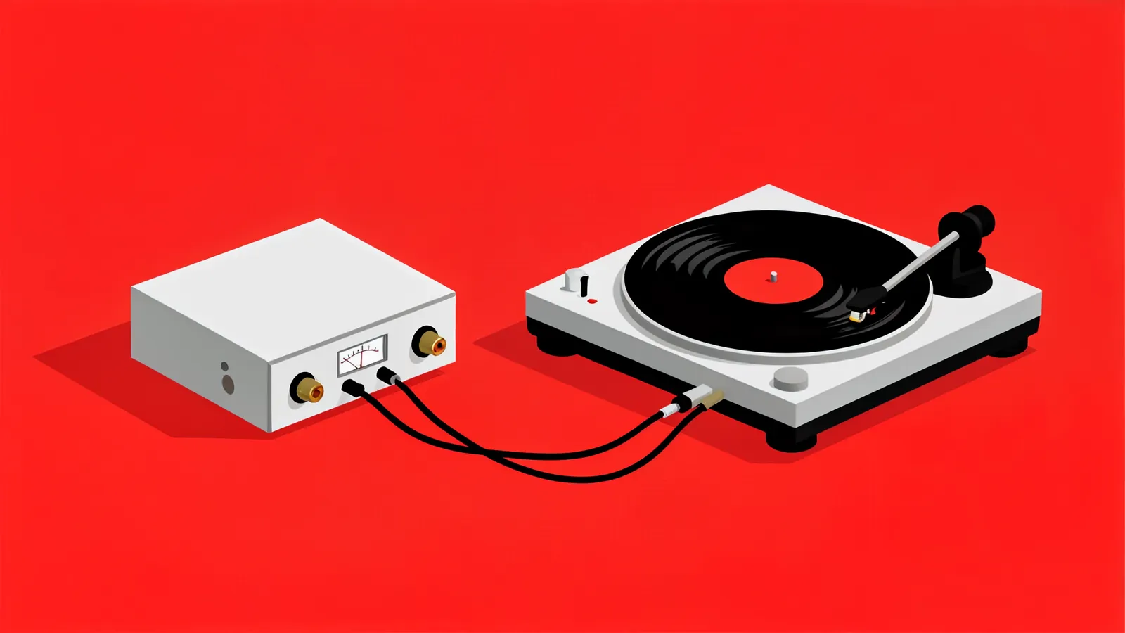 I 10 migliori preamplificatori phono nel 2026: preamplificatore phono compatto accanto a un giradischi in vinile