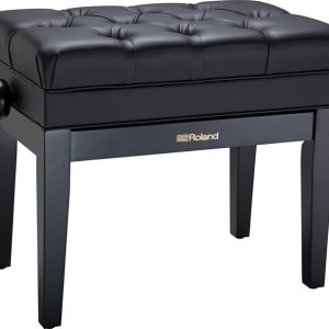 Roland RPB-500PE, banqueta de piano negra pulida con asiento de vinilo y compartimento para partituras