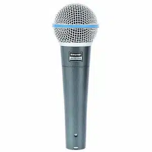 Micrófono dinámico Shure Beta 58A supercardioide para voz profesional en directo, en azul