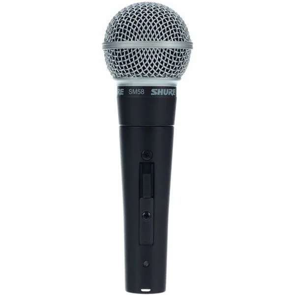 Home 46 Micrófono dinámico Shure SM58S cardioide con interruptor on/off para voz, en negro