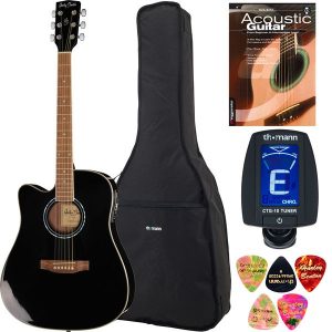 Guitarra electroacústica para zurdos Harley Benton D-120CE-LH BK