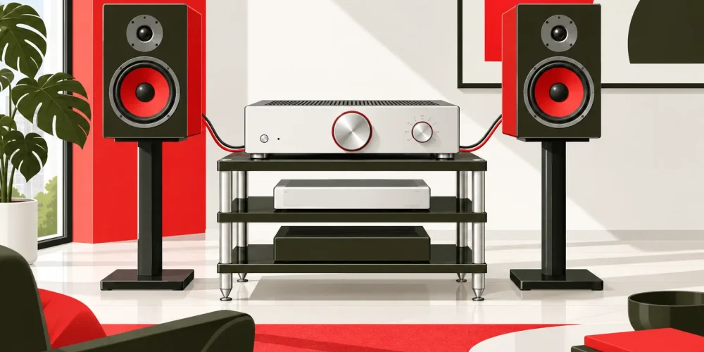 Illustrazione dei dieci migliori amplificatori per casse in stile cyber minimalism