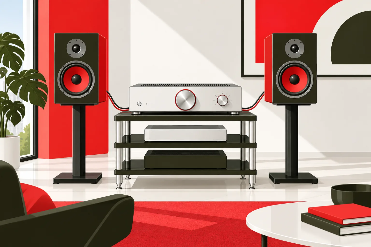 Illustrazione dei dieci migliori amplificatori per casse in stile cyber minimalism