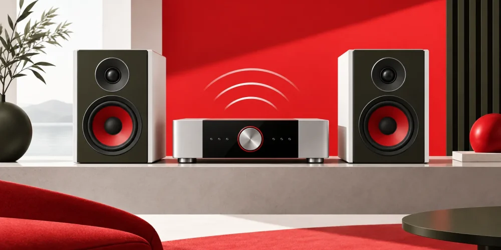 Illustrazione delle dieci migliori catene hi-fi Bluetooth in stile cyber minimalism