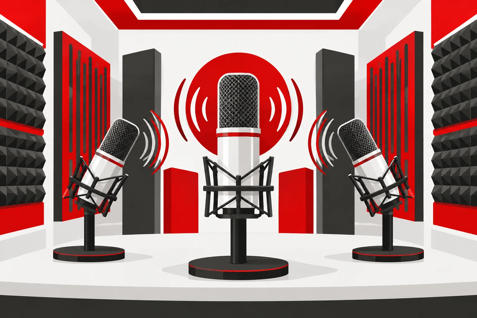 Illustration vectorielle minimaliste de microphones à condensateur de studio