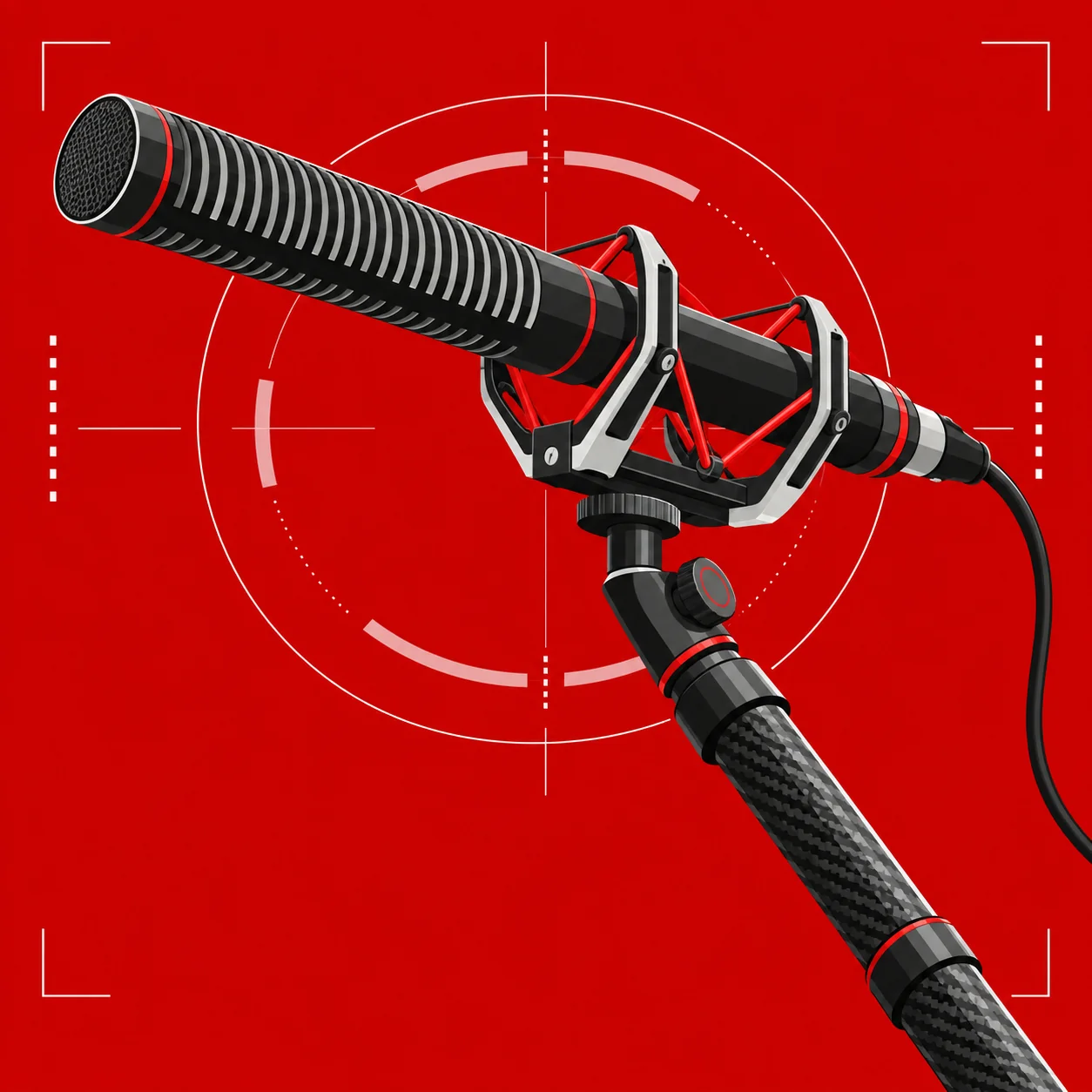 Home 17 Illustration vectorielle minimaliste d'un microphone canon professionnel sur perche de tournage