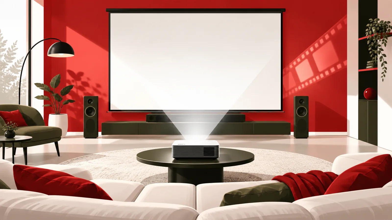 Home 20 Illustration d’un vidéoprojecteur dans un salon home cinéma