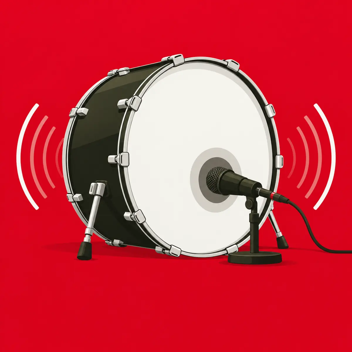 Illustration d’une grosse caisse avec microphone pour comparatif de micros de grosse caisse